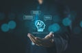 bot artificial intelligence open for customers, AI chat digital technology and business communication. concept command prompt