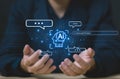 bot artificial intelligence open for customers, AI chat digital technology, business communication, and development of smart robot