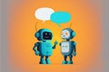 Bot assistants talking each other. Automation of conversations concept. New technologies in business