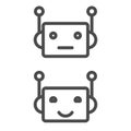 Bot icon. Chatbot icon concept. Cute smiling robot. Vector modern line character illustration isolated on white