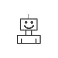 Bot icon. Cute smiling robot. Vector modern line character illustration isolated on white background. Royalty Free Stock Photo