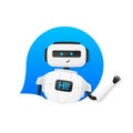 The Bot says hello to users. Welcome to the ChatBot. Online consultation. Vector illustration.