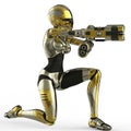 Bot soldier pointing a gun side view Royalty Free Stock Photo