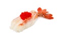 Botan Shrimp Ebi with Ebiko sushi nigiri Royalty Free Stock Photo