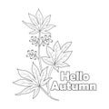 isolated image coloring page, and book, engraved ink art. botanical leaf vector, botanical autumn leaf line art Royalty Free Stock Photo
