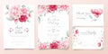 Botanic wedding invitation cards template with watercolor flowers and wild leaves Royalty Free Stock Photo