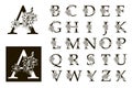 Botanical alphabet capital letters set