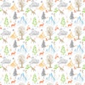 Botanical and animal based seamless pattern Royalty Free Stock Photo
