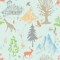Botanical and animal based seamless pattern Royalty Free Stock Photo