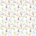 Botanical and animal based seamless pattern. Royalty Free Stock Photo