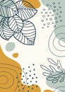 Botanical art. Abstract organic vector shapes, leaves, branch, plants. Natural elements in doodle style for template, cover, post