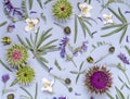 Floral pattern made of various midsummer flowers. Royalty Free Stock Photo