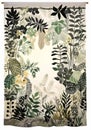 Botanical background, whimsical floral collage, nature illustration with forest plants. Generative AI