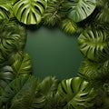 Botanical beauty Monstera leaves create an artistic frame on green
