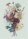 Botanical Beauty: A Vibrant Poster of Labeled Flowers in Fall Colors Using Offset Printing Technique