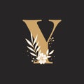 Botanical capital letter Y vector