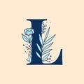 Botanical capital letter L vector