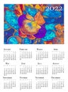 Botanical calendar for 2022. Vertical wall calendar for 2022