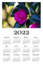 Botanical calendar for 2022. Vertical wall calendar for 2022