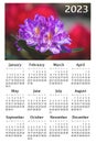 Botanical calendar for 2023. Vertical wall calendar