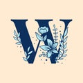 Botanical capital letter W vector