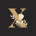 Botanical capital letter X vector