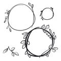 Botanical circle decorative hand drawn frames set