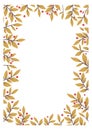 Botanical frame. Elegant square border with colorful leaves branches