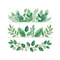 Botanical Frame Set with Green Leaves in Decorative Rows for Invitations and Decoration Royalty Free Stock Photo