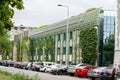 Botanical garden on the roof. Library of Warsaw University. Polish modern architecture. Green plants in summer