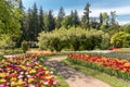 Botanical Gardens of Villa Taranto with colorful tulips in bloom, Pallanza,Italy.