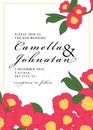 camellia red flower illlustration vector wedding car