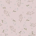 Botanical hipster, rustic seamless print for wedding cards. Nature floral background greenery pattern in hand drawn watercolor Royalty Free Stock Photo