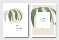 Botanical invitation card template design, bamboo palm on light brown, minimalist vintage style