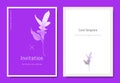 Botanical invitation card template design, Curcuma alismatifolia flower on purple, minimalist vibrant color
