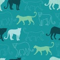 Botanical jungle leopard pattern, tropical seamless, for fashion fabric and all prints on teal background in vector