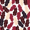 Botanical leaves wallpaper. Autumn foliage seamless pattern on white background Royalty Free Stock Photo