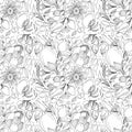 Botanical line art seamless pattern