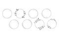 Botanical line art silhouette leaves wreath hand drawn pencil sketches isolated