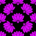 Botanical Lotus flower seamless pattern vector illustration