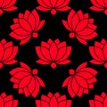 Botanical Lotus flower seamless pattern vector illustration