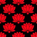 Botanical Lotus flower seamless pattern vector illustration