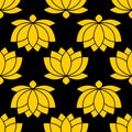 Botanical Lotus flower seamless pattern vector illustration