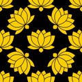 Botanical Lotus flower seamless pattern vector illustration