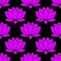 Botanical Lotus flower seamless pattern vector illustration