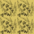 Botanical monochrom pattern with bellflower and clover.