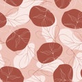 Botanical motifs. Isolated seamless burgundy, red, orange, brown flower pattern. Vintage background. Hand drawn vector