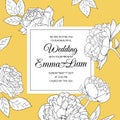 Botanical peony role flowers wedding invitation