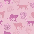 Botanical pink jungle leopard pattern, tropical seamless, for fashion fabric and all prints on teal background in vector