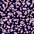 Sakura blossom in Japanese garden. Seamless vector pattern with blooming cherry flowers.